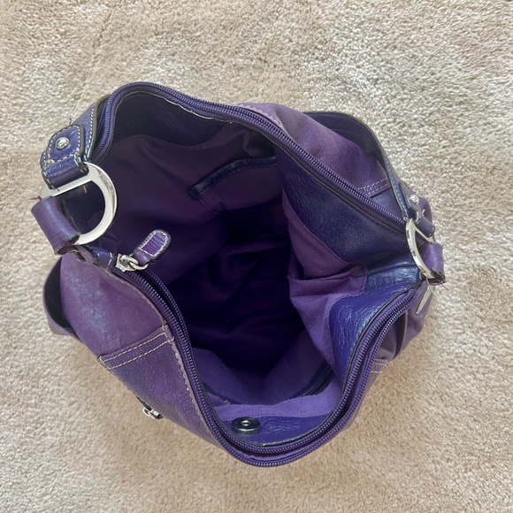 Terra Purple Genuine Leather Shoulder Purse - Picture 6 of 10